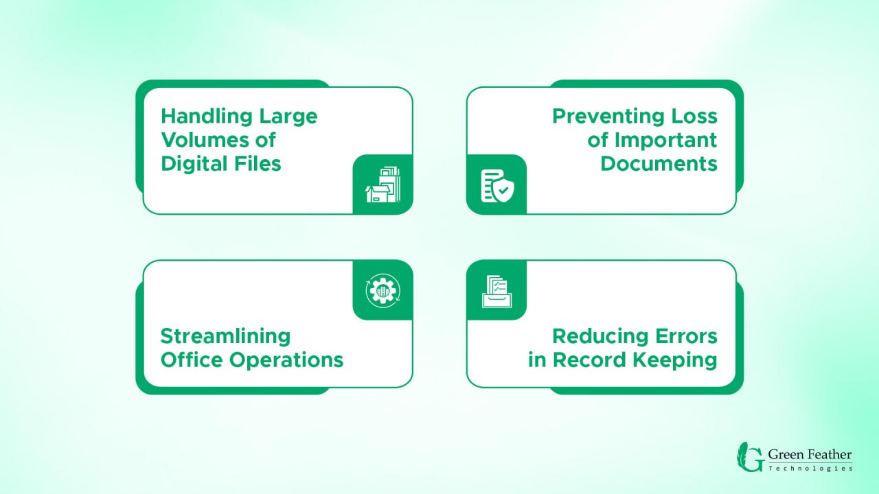 Infographic image abou the importance of efficient file management and administrative tasks